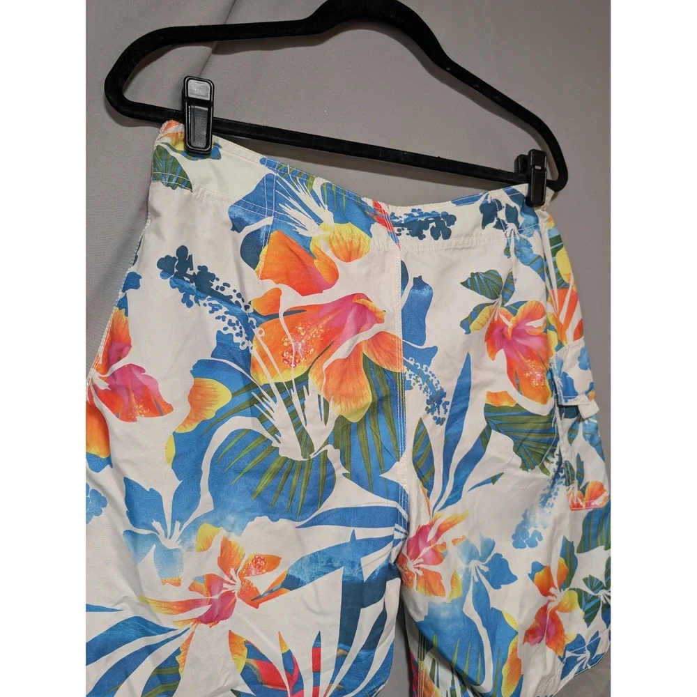 Old Navy Men's Floral Hawaiian Board Shorts Swim Trunks Side Pocket Size Medium‎